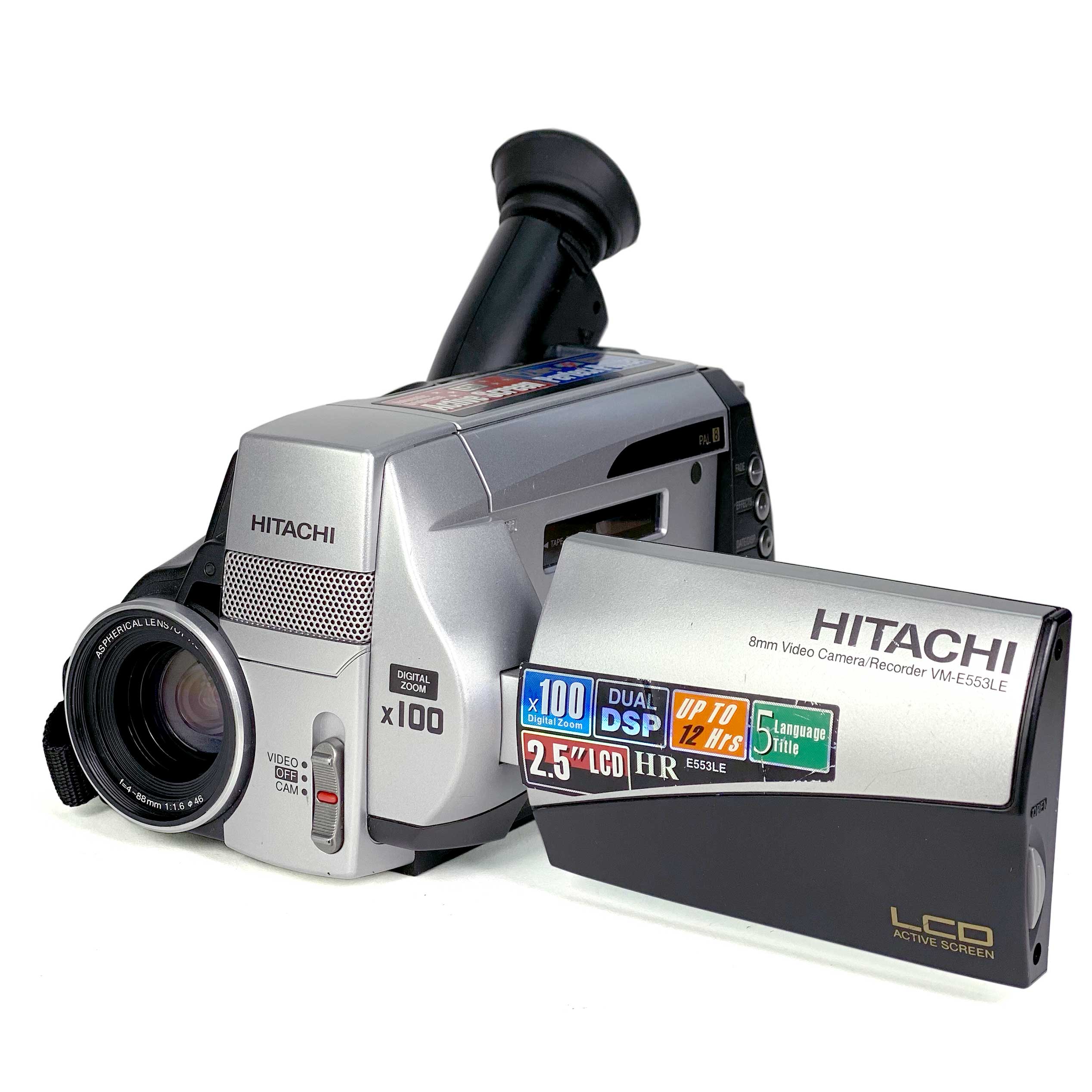 Hitachi VM-E553LE 8mm PAL 8 Video CamCorder – Retro Camera Shop